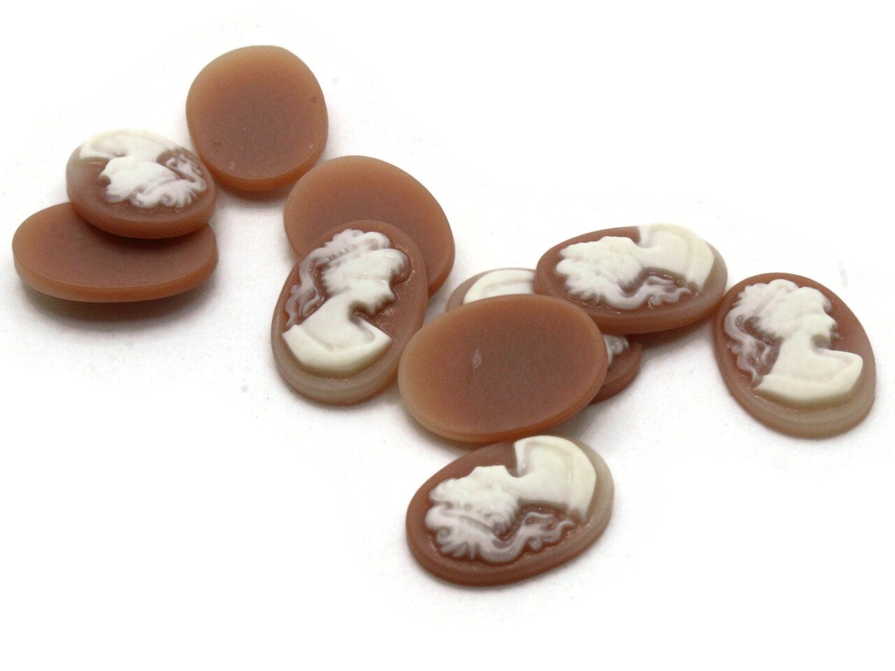 10 18mm x 13mm Two Tone Pink Resin Greek Womans Face Cameo Cabochons